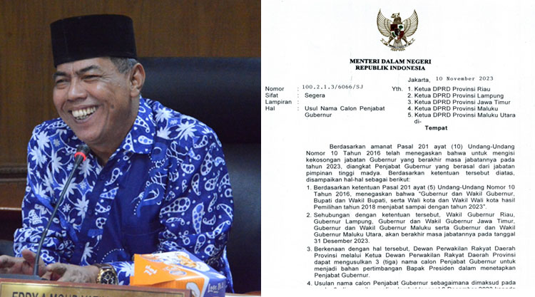 DPRD Riau Terima Surat Permintaan Nama Pj dari Kemendagri , Batas Pengusulan 6 Desember