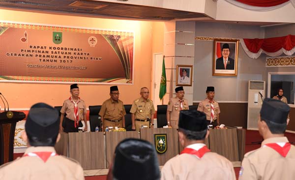Gubri Wagubri hadiri Rakor Pimpinan Satuan Karya Gerakan Pramuka Provinsi Riau Tahun 2017
