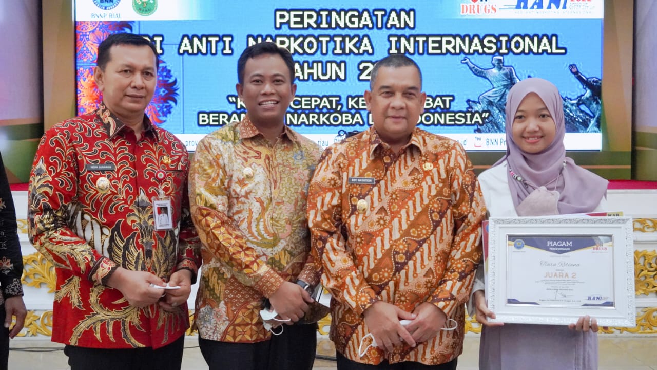 Wabup Rohil Hadiri Acara Hari Anti Narkoba Internasional Tingkat Provinsi Riau di Pekanbaru