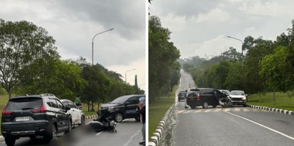 Tabrakan Beruntun Terjadi Dijalan Menuju Townsite I Komplek RAPP, Pengendara Roda Dua Terlindas Mobi