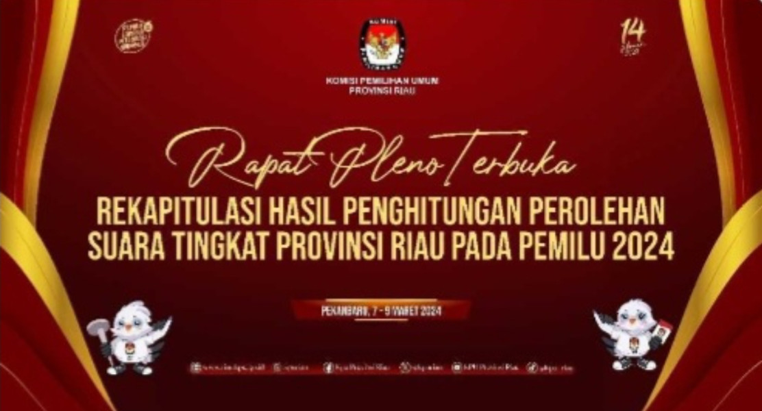 KPU Provinsi Riau Gelar Rapat Pleno Rekapitulasi Penghitungan Suara Pemilu 2024