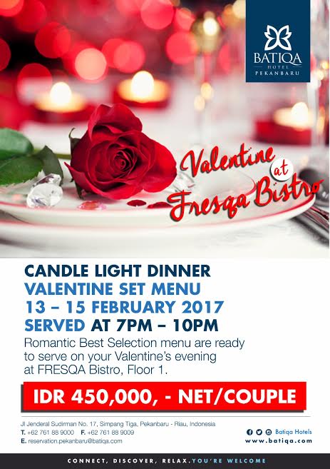 Rayakan Valentine Dengan Candle Light Dinner Romantis Ala Batiqa Hotel Pekanbaru